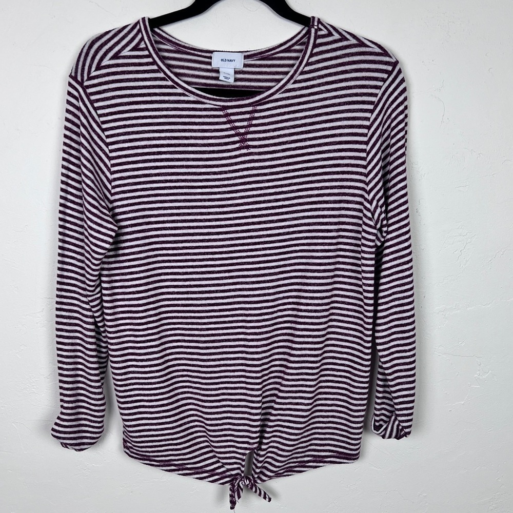 Old Navy striped top front knot tie shirt girls XL 14